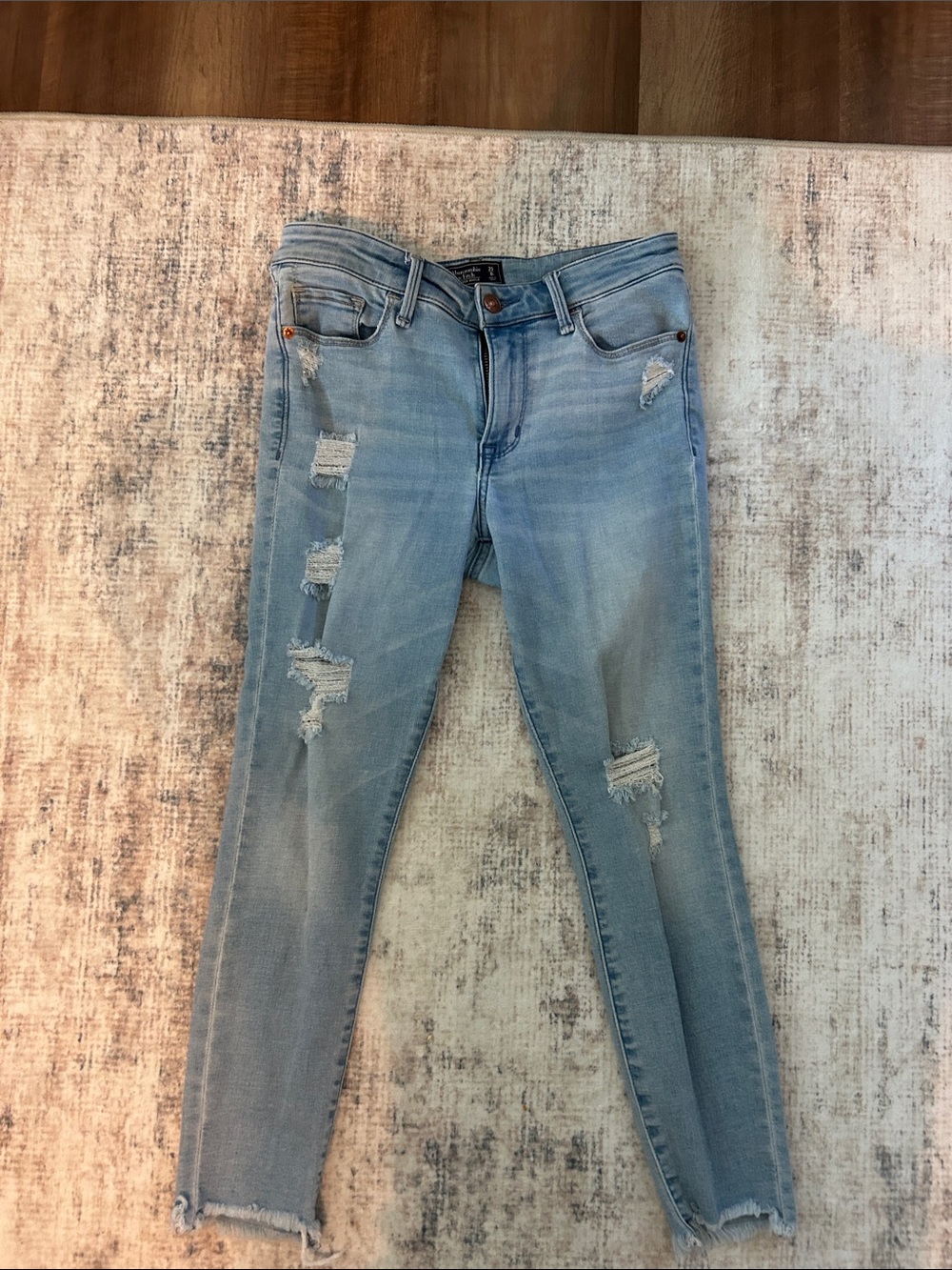 Abercrombie & Fitch Light Blue Distressed Skinny Jeans